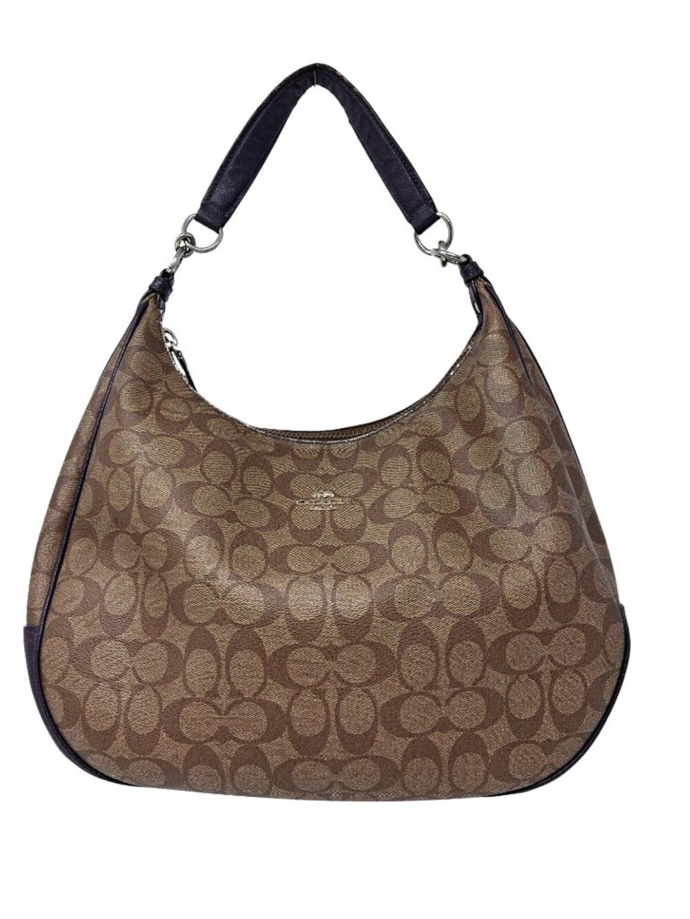 Coach Signature Harley Hobo Khaki Aubergine F38300